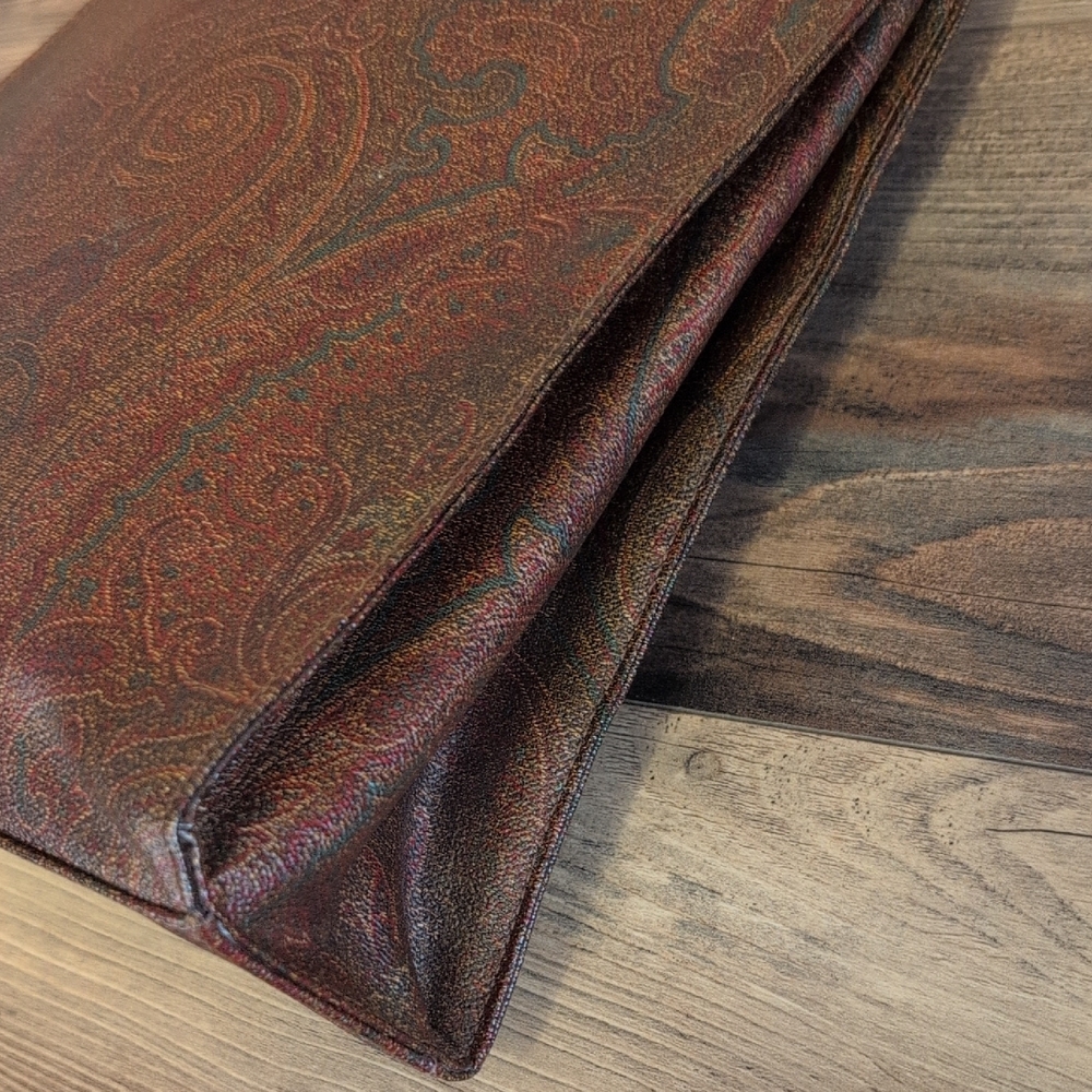 Etro Paisley Coated Canvas Vachetta Leather Laptop Briefcase Shoulder Bag - Picture 7 of 16